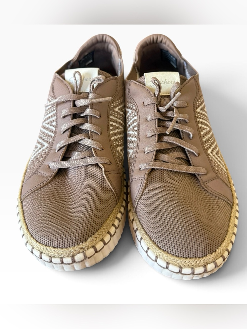 Skechers Taupe Knit Platform Sneakers Women’s 9